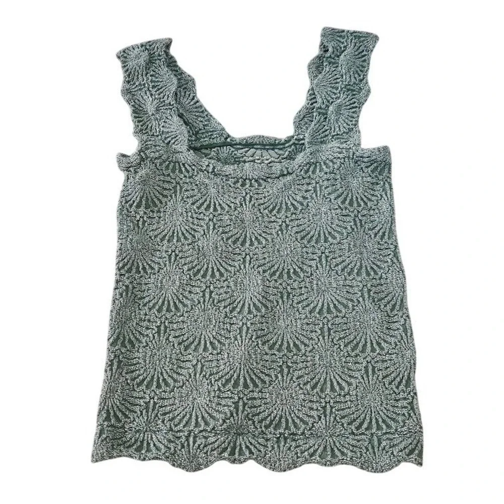 Free People Love Letter Cami Tank Medium Laurel Canyon Green Stretch Wide Strap